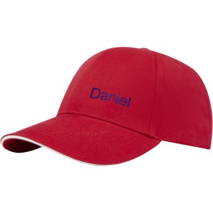 Topaz 6 panel GRS recycled sandwich cap, Red (Hats)