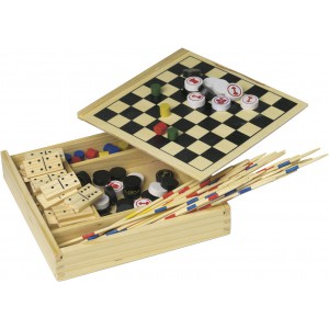 Wooden 5-in-1 game set Cherie, brown (Games)