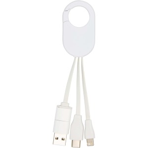 Troop 4-in-1 recycled plastic charging cable, White (Eletronics cables, adapters)