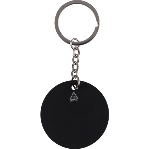 Recycled stainless steel round keychain Risa, black <font size=1>[ENG]</font>
