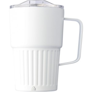 Recycled stainless steel travel mug (450 ml) Calo, white <font size=1>[ENG]</font>