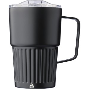 Recycled stainless steel travel mug (450 ml) Calo, black <font size=1>[ENG]</font>