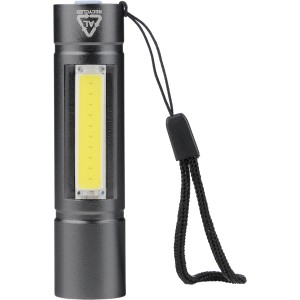 Recycled aluminium COB flashlight Sami, black <font size=1>[ENG]</font>