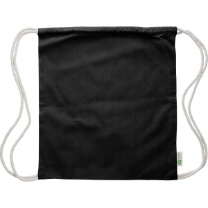 Kordelzugtasche aus recycelter Baumwolle Joy, Schwarz