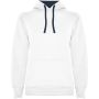 Urban women's hoodie, White, Navy Blue