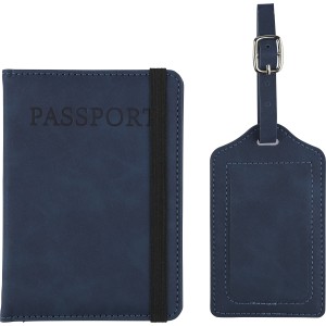 Recycled PU passport holder and luggage label Zani, blue <font size=1>[ENG]</font>