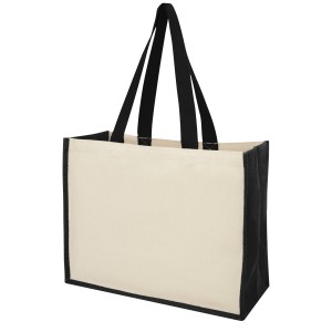 Varai 320 g/m Canvas und Jute Einkaufstasche 23L, schwarz