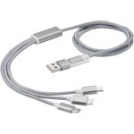 Versatile 3-in-1 charging cable with dual input, Silver (12418081)