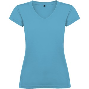 Victoria short sleeve women's v-neck t-shirt, Turquois (T-shirt, 90-100% cotton)