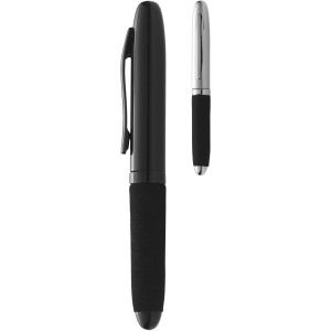 Vienna ballpoint pen with EVA grip, Silver, solid black (Metallic pen)