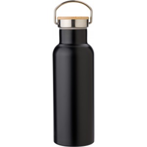 Stainless steel double-walled drinking bottle Odette, black (Water bottles)