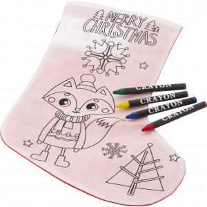 Weihnachtsstrumpf aus Non-Woven (80 gr/m2) Jasleen, Rot/Wei