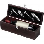 Wine set in wooden gift box, brown