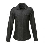 WOMEN'S JEANS STITCH DENIM SHIRT, Black Denim (PR322BLD)