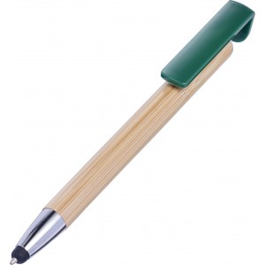 Bamboo 2-in-1 ballpen Colette, green (Wooden, bamboo, carton pen)