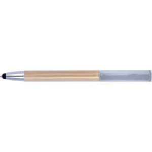Bamboo 2-in-1 ballpen Colette, silver (Wooden, bamboo, carton pen)
