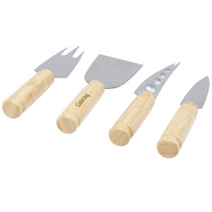 Cheds 4-piece bamboo cheese set, Natural (Wood kitchen equipments)
