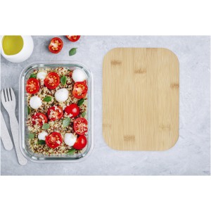 Roby glass lunch box with bamboo lid, Natural, Transparent c (Kitchen glass)
