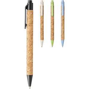 Midar cork and wheat straw ballpoint pen, Black (Wooden, bamboo, carton pen)