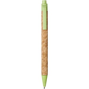 Midar cork and wheat straw ballpoint pen, Green (Wooden, bamboo, carton pen)