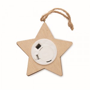 Wooden weed star with lights, Wood (Decorations)