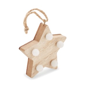 Wooden weed star with lights, Wood (Decorations)