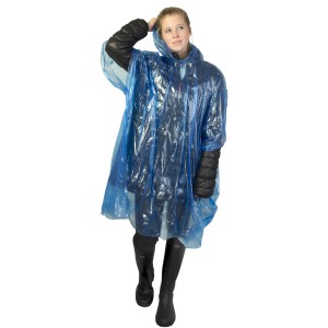 Ziva Einweg Regenponcho mit Hlle, royalblau (Regenmntel)
