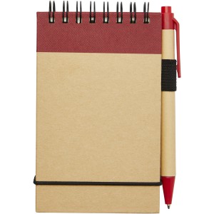 Zuse A7 recycled jotter notepad with pen, Natural,Red (Notebooks)